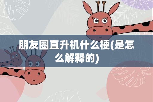 朋友圈直升机什么梗(是怎么解释的)