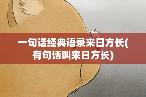 一句话经典语录来日方长(有句话叫来日方长)