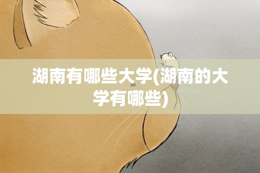 湖南有哪些大学(湖南的大学有哪些)