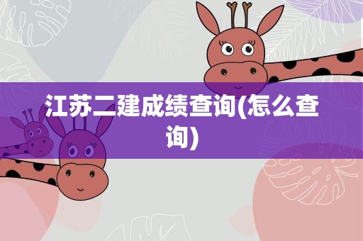 江苏二建成绩查询(怎么查询)