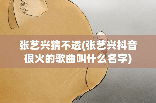 张艺兴猜不透(张艺兴抖音很火的歌曲叫什么名字)
