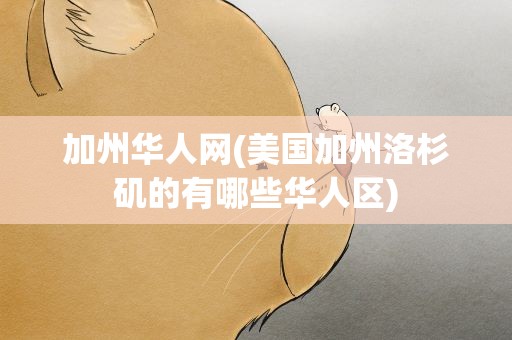 加州华人网(美国加州洛杉矶的有哪些华人区)