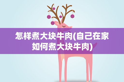 怎样煮大块牛肉(自己在家如何煮大块牛肉)