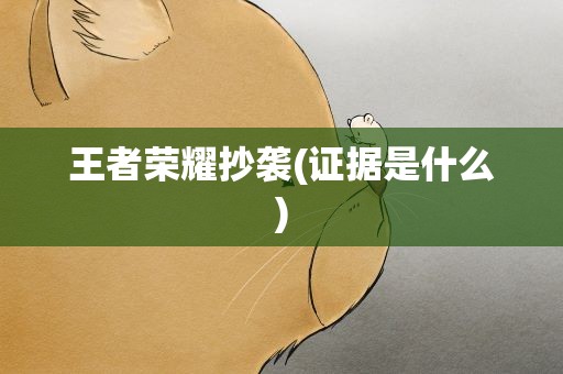 王者荣耀抄袭(证据是什么)