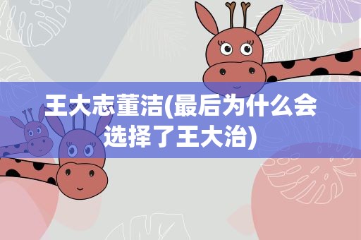 王大志董洁(最后为什么会选择了王大治)