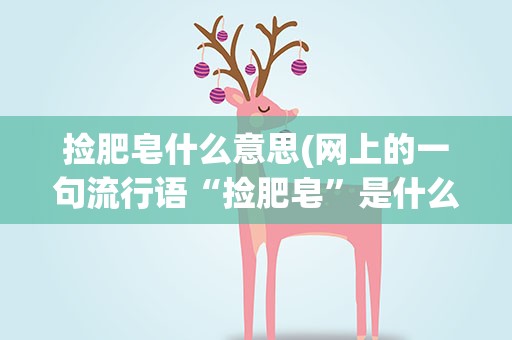 捡肥皂什么意思(网上的一句流行语“捡肥皂”是什么意思)