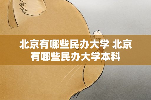 北京有哪些民办大学 北京有哪些民办大学本科