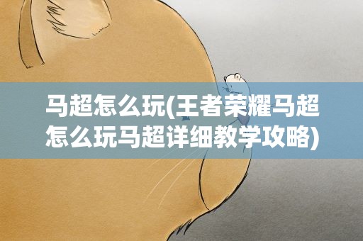 马超怎么玩(王者荣耀马超怎么玩马超详细教学攻略)