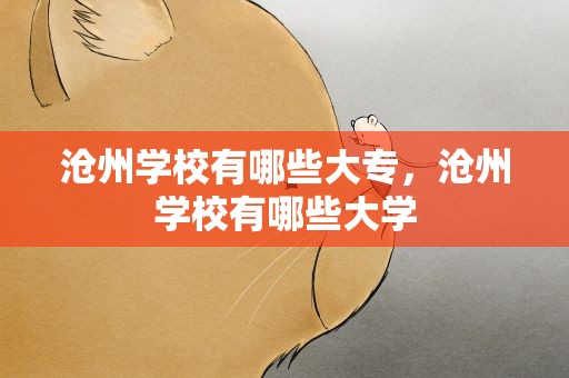 沧州学校有哪些大专，沧州学校有哪些大学