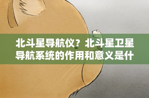 北斗星导航仪？北斗星卫星导航系统的作用和意义是什么