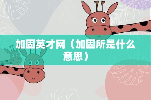 加固英才网（加固所是什么意思）