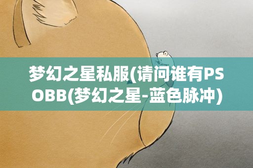 梦幻之星私服(请问谁有PSOBB(梦幻之星-蓝色脉冲)的私服地址啊)