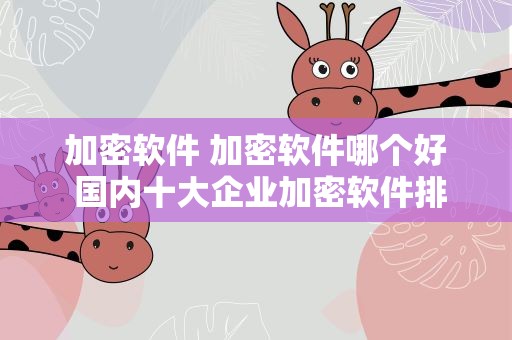 加密软件 加密软件哪个好 国内十大企业加密软件排行榜