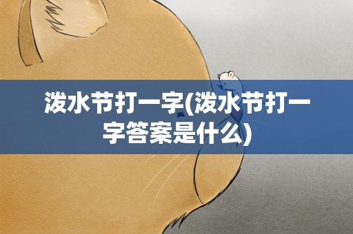 泼水节打一字(泼水节打一字答案是什么)