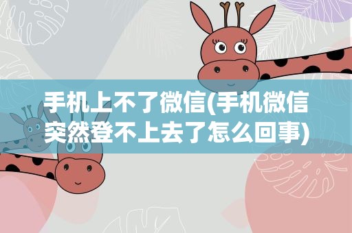 手机上不了微信(手机微信突然登不上去了怎么回事)