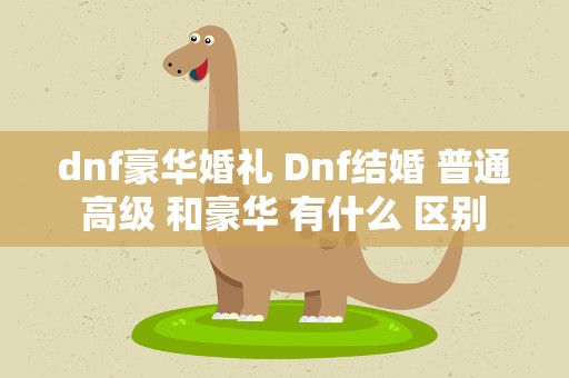 dnf豪华婚礼 Dnf结婚 普通 高级 和豪华 有什么 区别 详细点