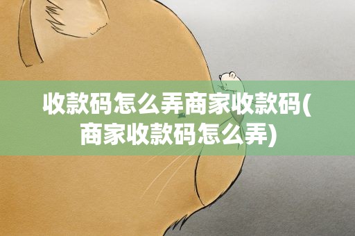 收款码怎么弄商家收款码(商家收款码怎么弄)