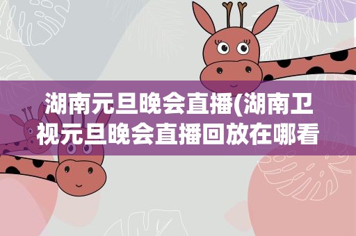 湖南元旦晚会直播(湖南卫视元旦晚会直播回放在哪看)