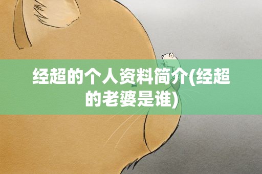 经超的个人资料简介(经超的老婆是谁)