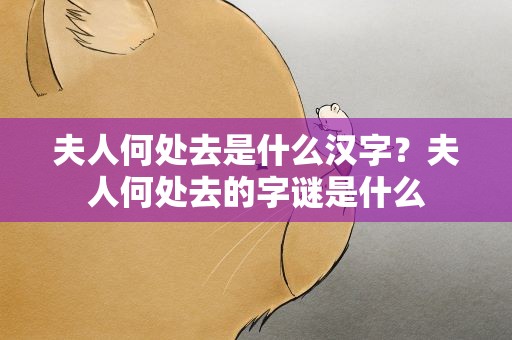 夫人何处去是什么汉字？夫人何处去的字谜是什么