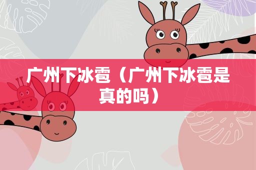 广州下冰雹（广州下冰雹是真的吗）