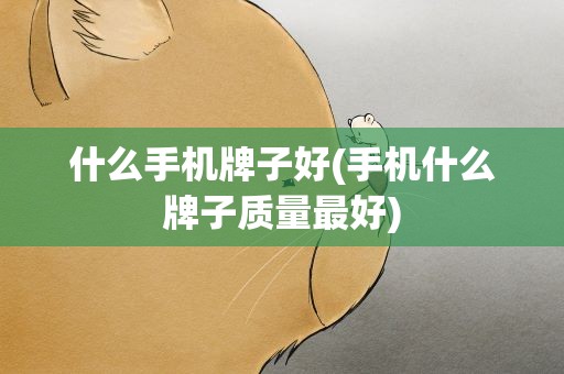 什么手机牌子好(手机什么牌子质量最好)
