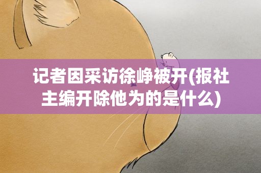 记者因采访徐峥被开(报社主编开除他为的是什么)